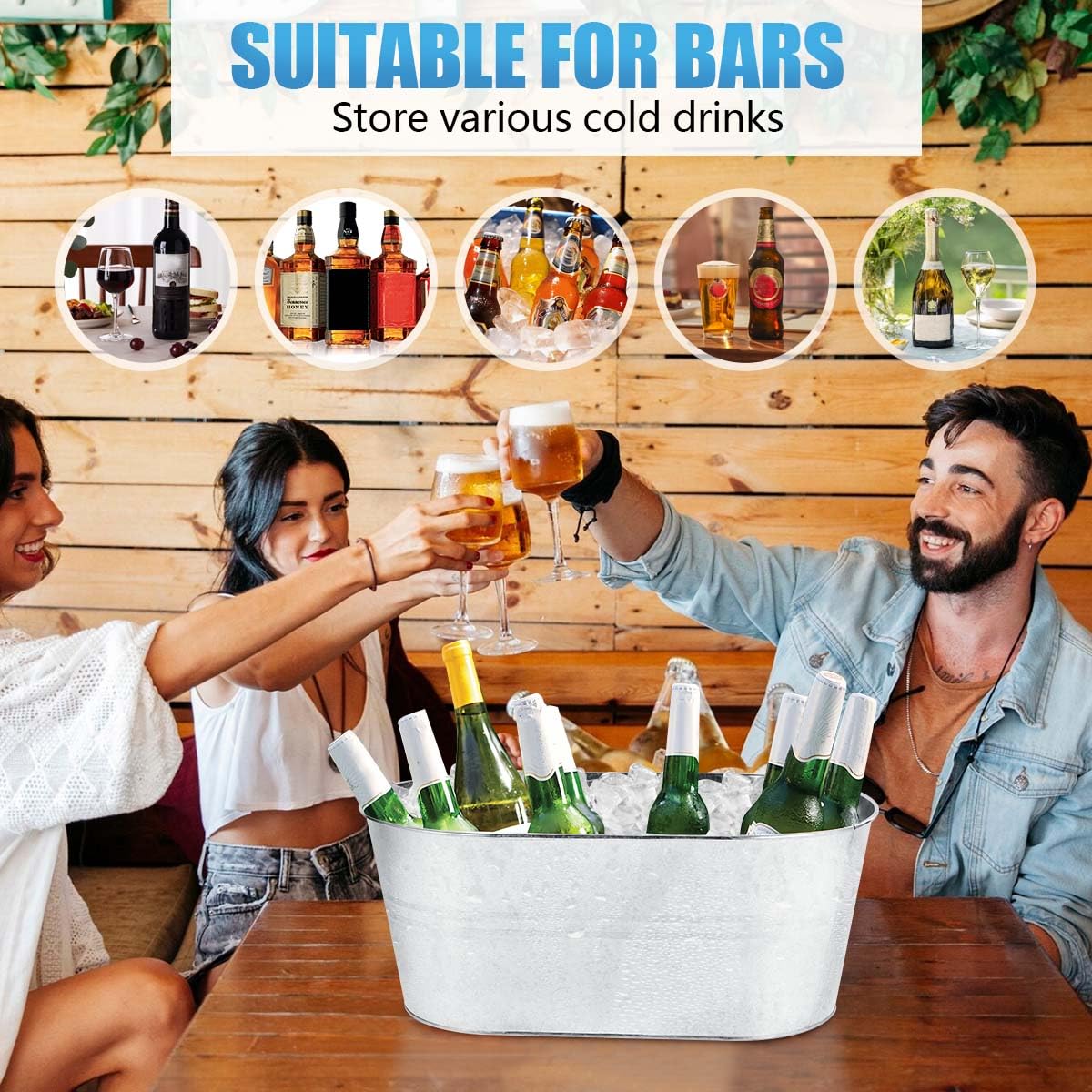 OBTANIM bucket used as centerpiece and plant holder in home bar
