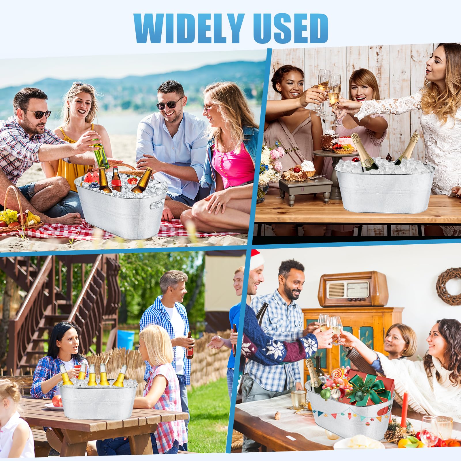 OBTANIM outdoor party setup with multiple buckets cooling drinks efficiently