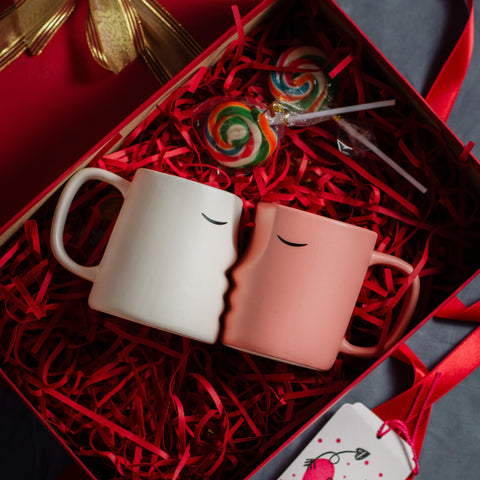 Occasionals 12oz capacity mugs on desk, roomy for coffee or tea.