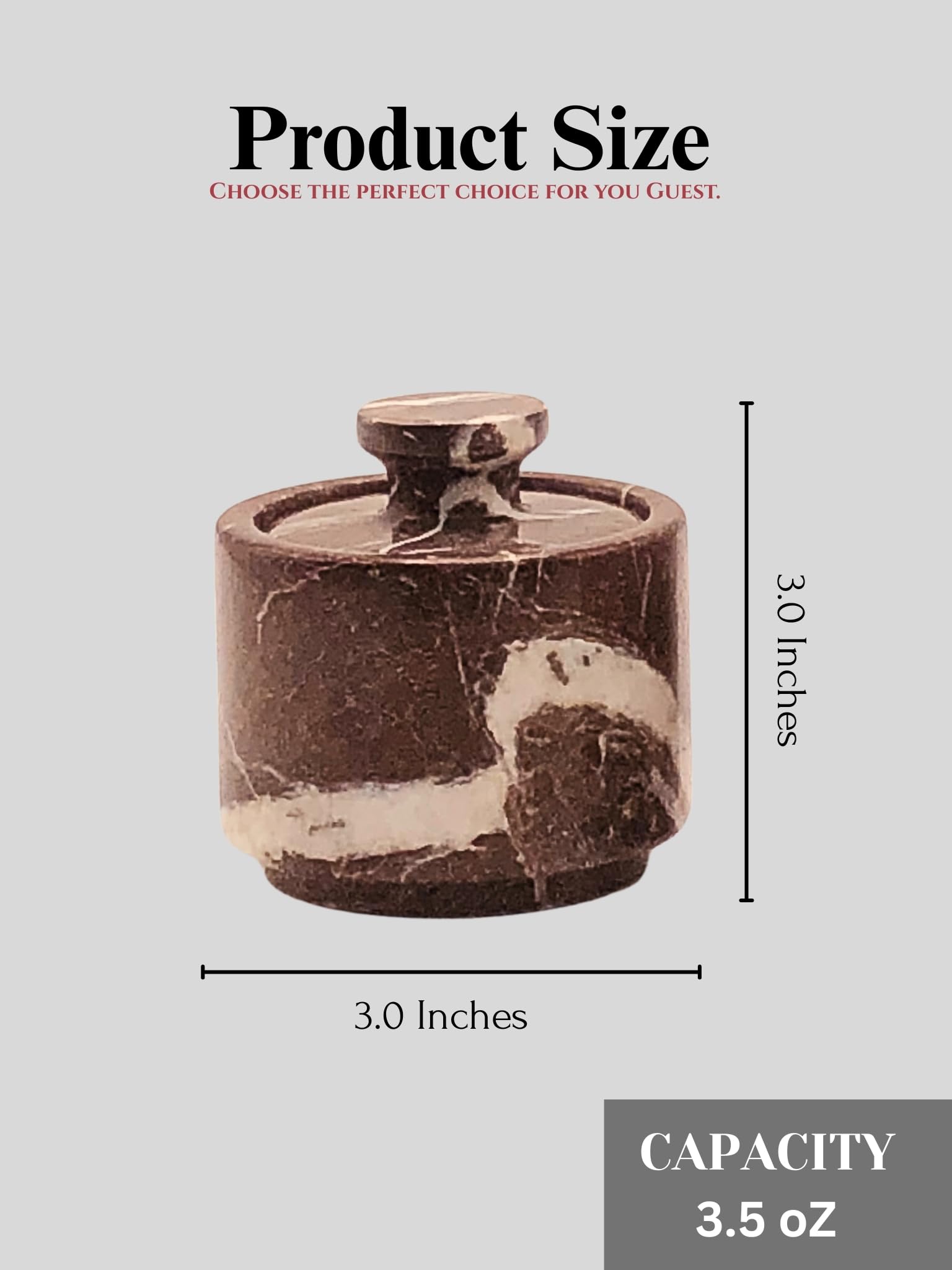 OceanicX marble salt cellar with lid, top view highlighting secure seal and easy access