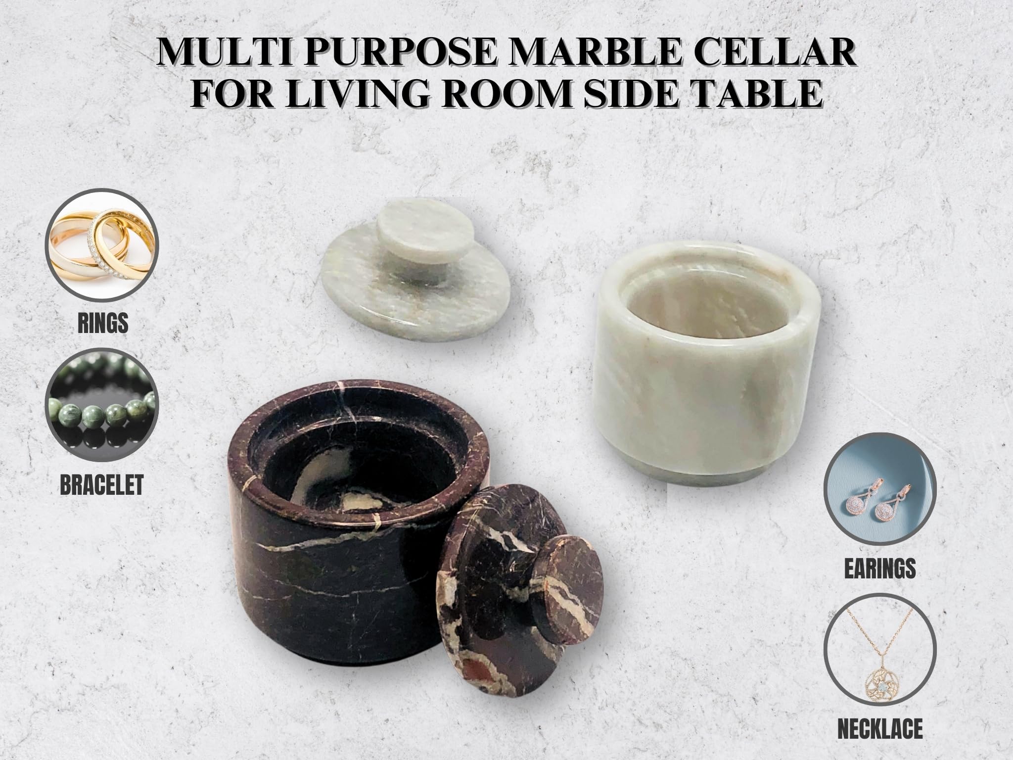 OceanicX marble salt cellar with lid, 2-pack provides versatility for multiple spices