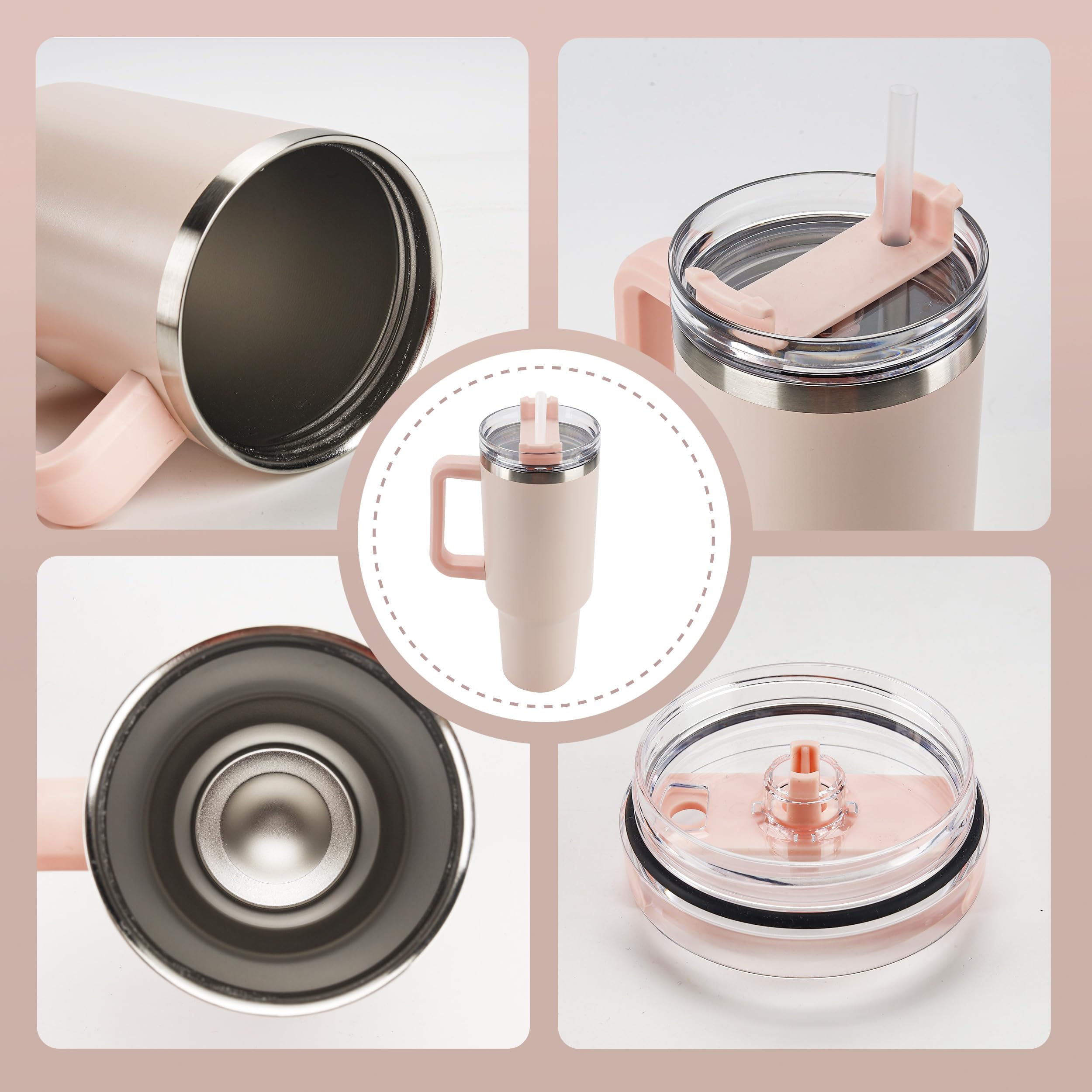 OceanPAX rose quartz tumbler fits car cup holders for easy access.