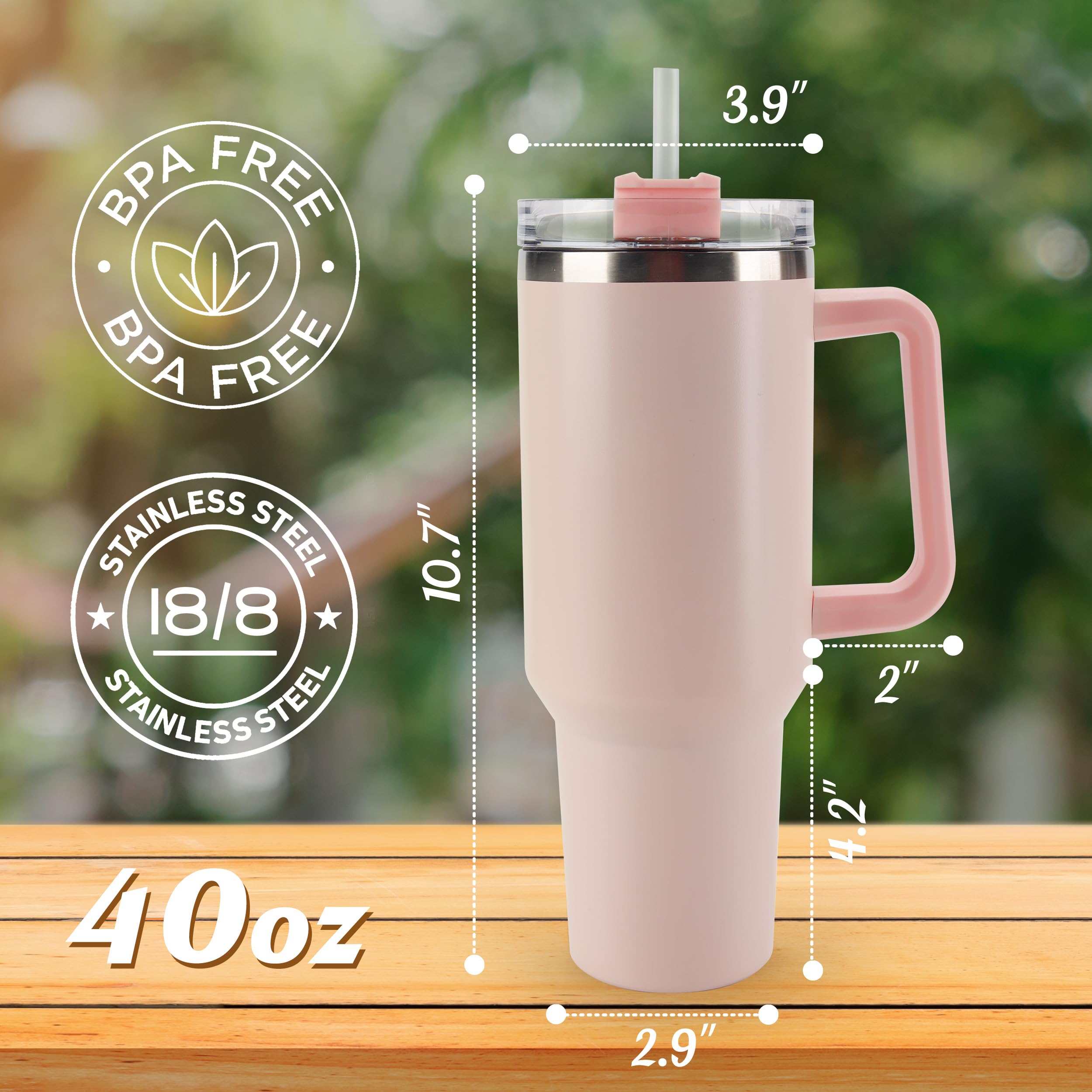 OceanPAX rose quartz tumbler with spill-proof lid for secure travel.