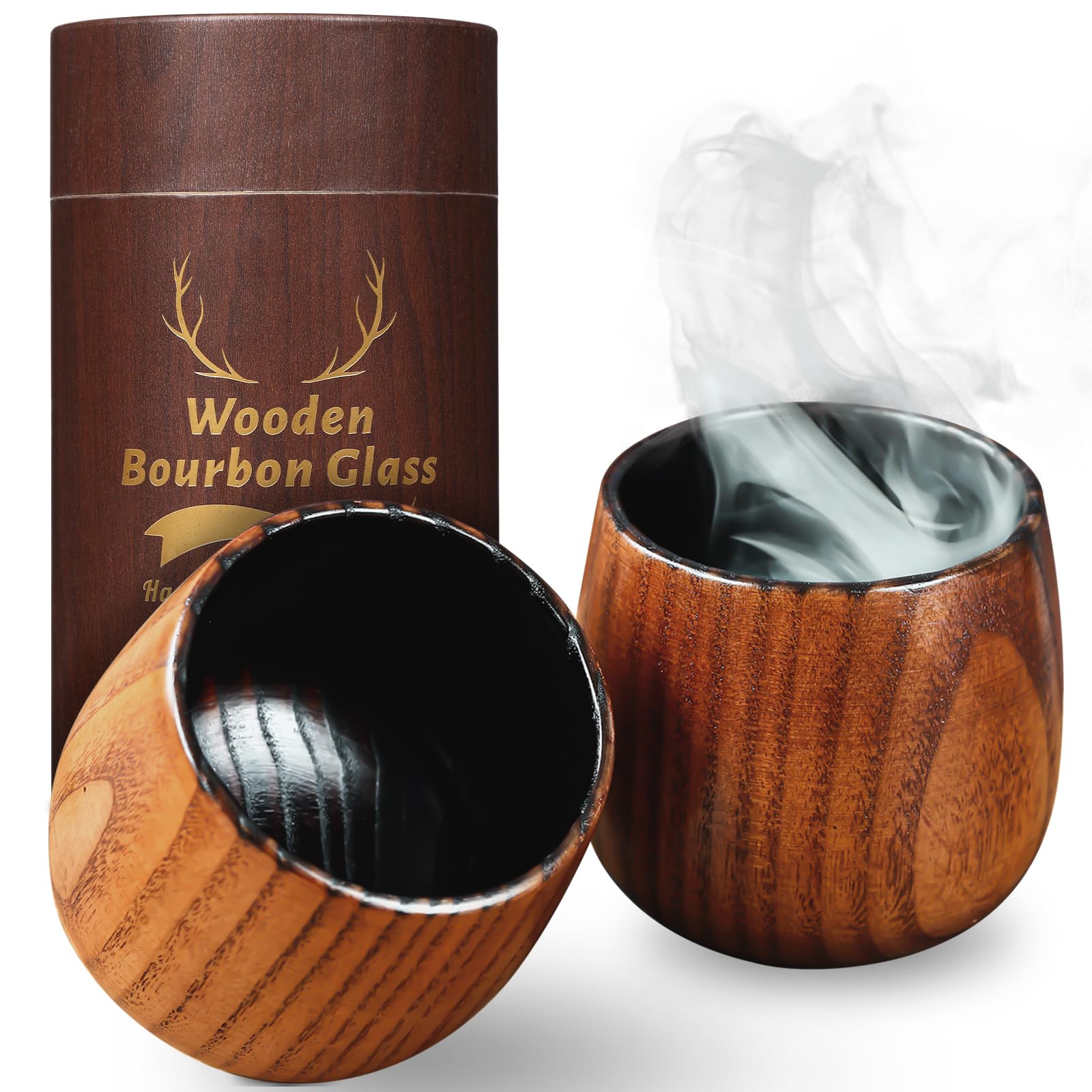 Ocelamior charred interior wood bourbon glass showcases rich aroma for home sipping.