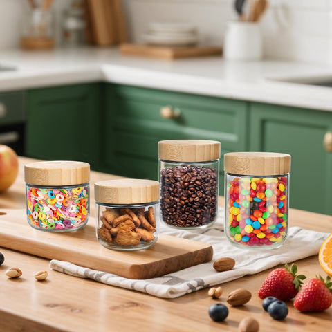 OcePor dishwasher-safe glass jar shown with clean lines and clear glass.