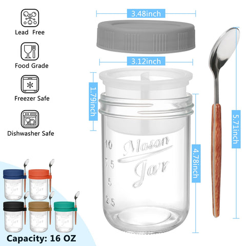 OcePor 16oz glass jar with removable compartments and included spoons.