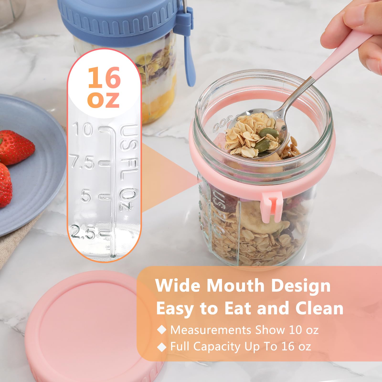 OcePor portable oats jars ideal for work, school, or travel.