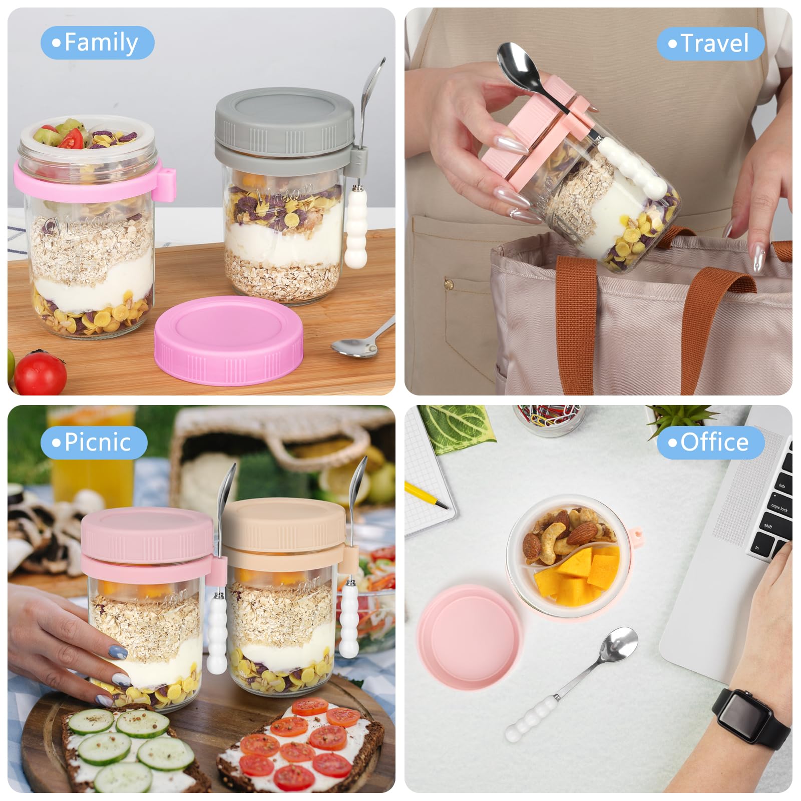 OcePor 6-pack travel-friendly jars fit in bags for busy mornings.