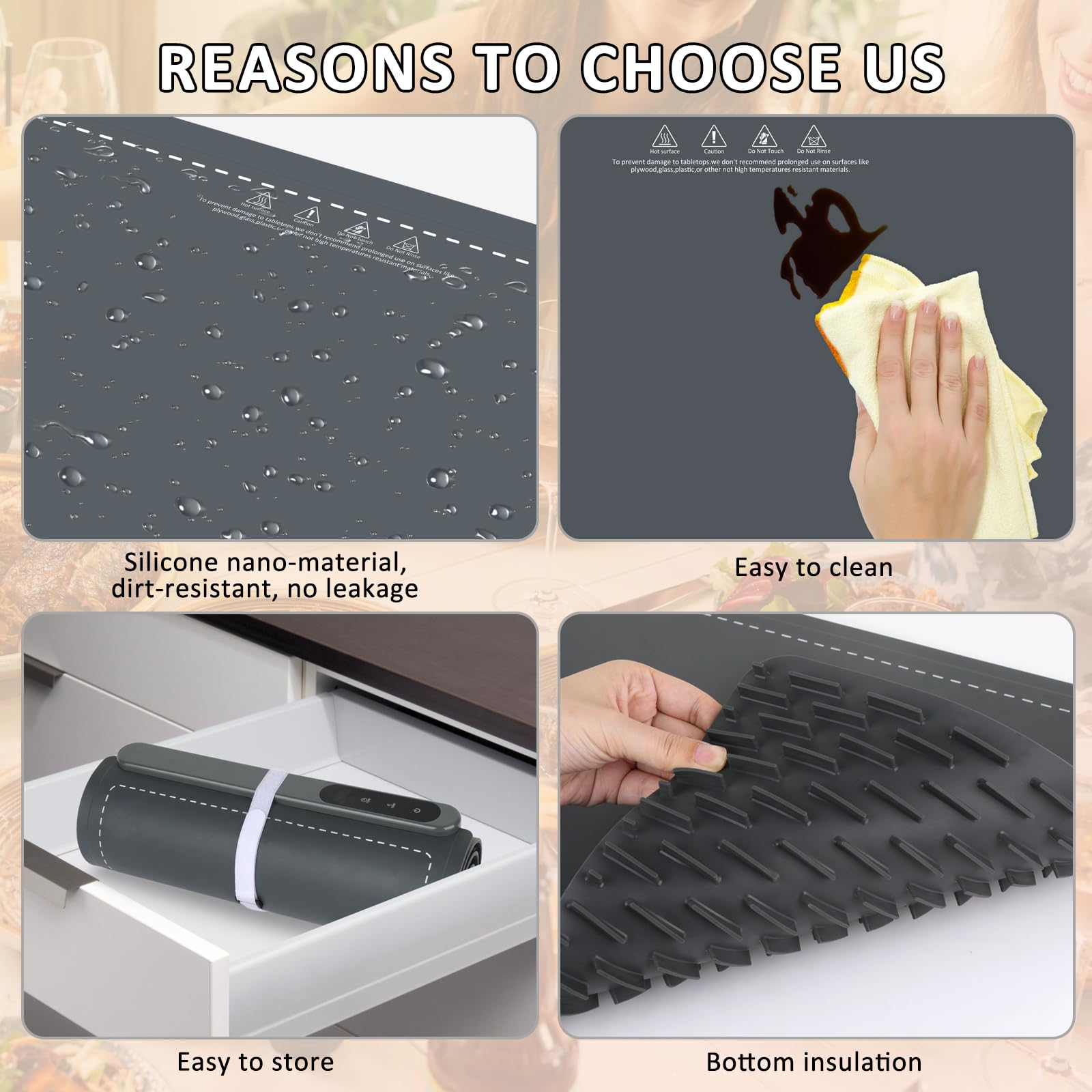 OcePor warming mat shows six temperature settings for versatility