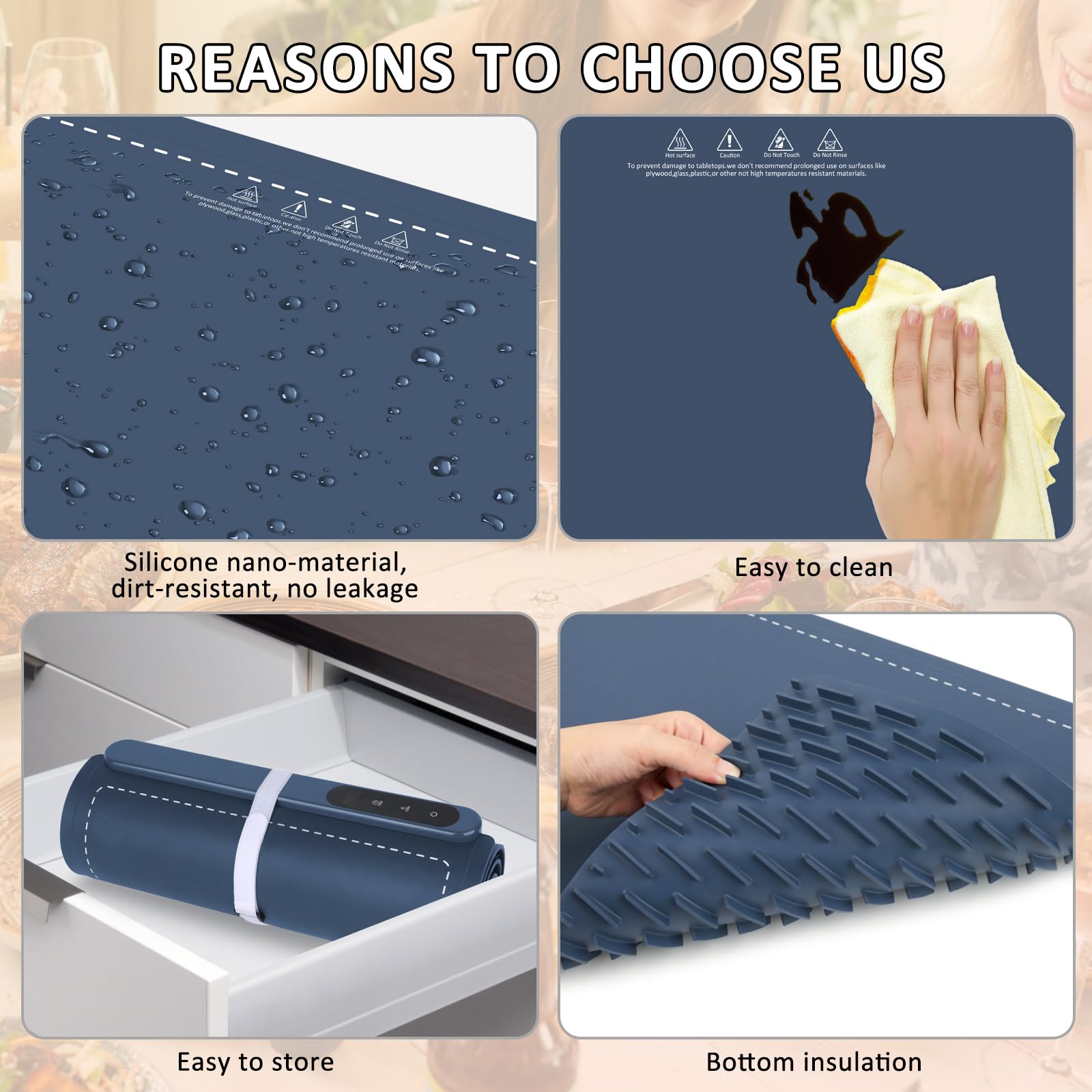 Detachable 87-inch power cord on OcePor warming mat enables flexible setup.