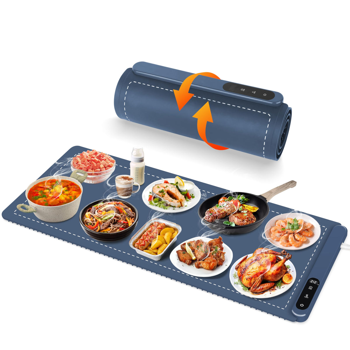 OcePor XXL warming mat in active buffet setup on a table.