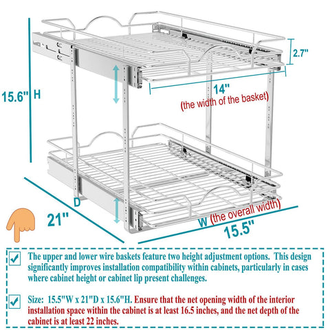 OCG cabinet pull-out dimensions and space requirements