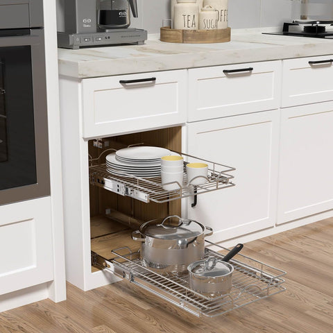 OCG installation view showing two independent sliding baskets
