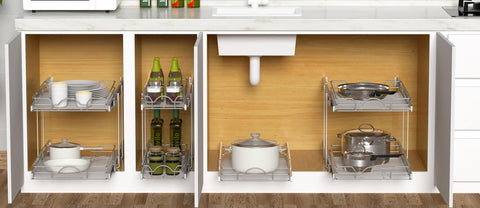OCG pull-out cabinet organizer bottom-mount setup provides stable support