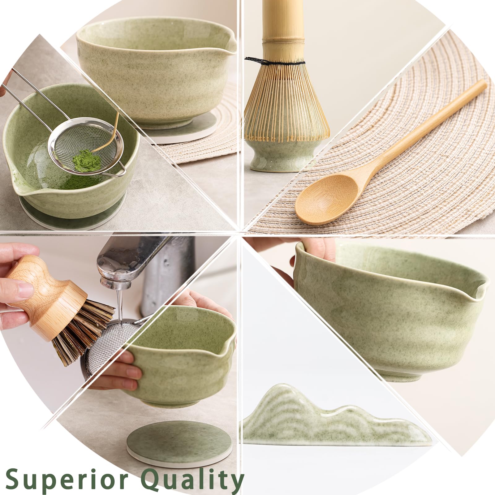 Ochcahser bamboo whisk with 76 fine tines for frothy matcha