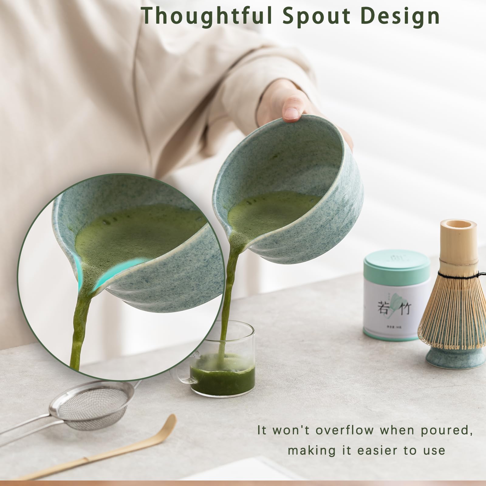 Ochcahser Matcha Kit matcha sifter helps fine straining for consistent texture.