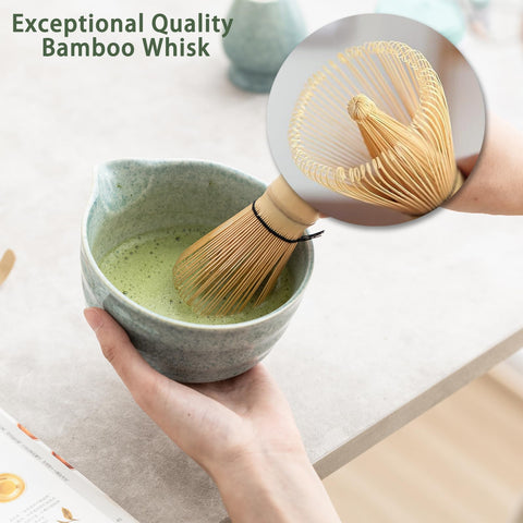 Ochcahser Matcha Kit whisk holder keeps tools organized for a tidy prep.