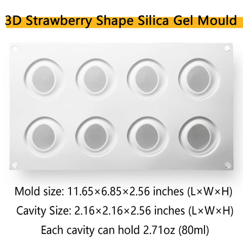 OCPO Kitchen 3D strawberry mousse mold 8 cavities ideal for elegant mini desserts