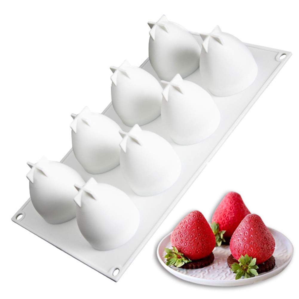 OCPO Kitchen strawberry silicone mold 8 cavities for easy dessert shaping and release