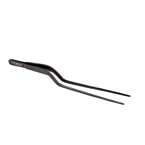 O'Creme 8-Inch offset tweezers on a plate for precise plating