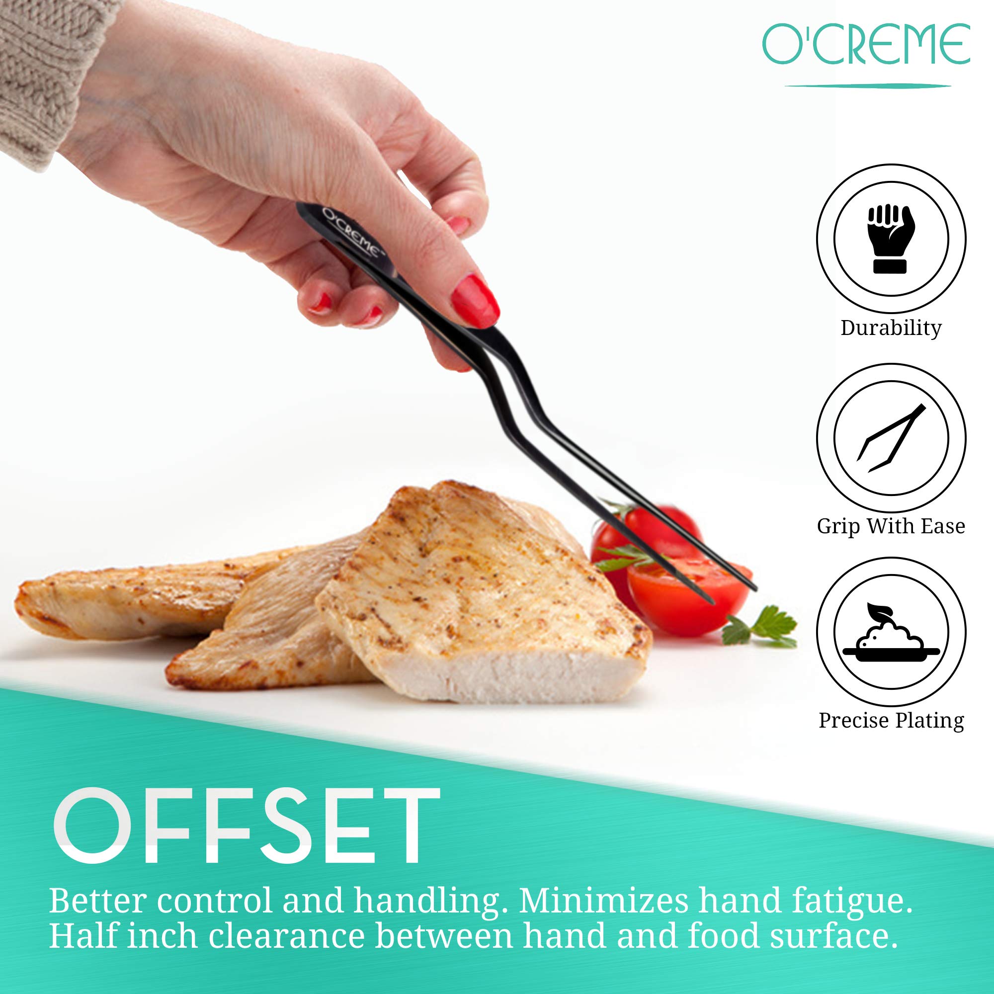 Closeup of serrated tips for secure grip with O'Creme tweezers