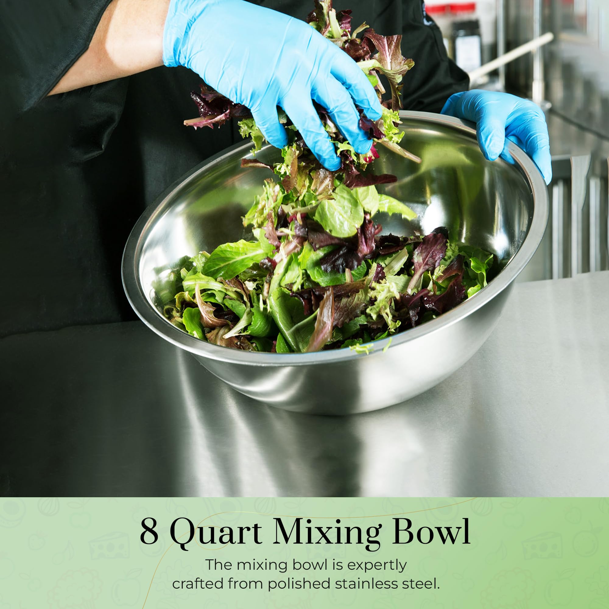 OCS Parts 8qt mixing bowls easy to grip for home and pro use.