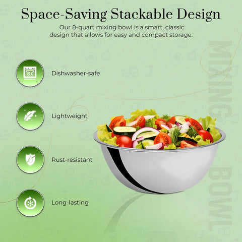 OCS Parts 8qt mixing bowls have a wide rim for easy handling.