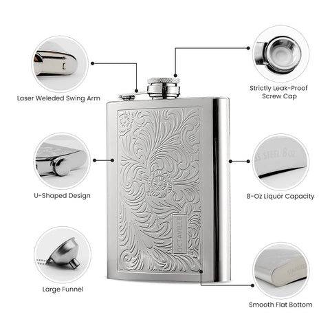 Octaville stainless steel 304-18-8 flask durable and rust-resistant