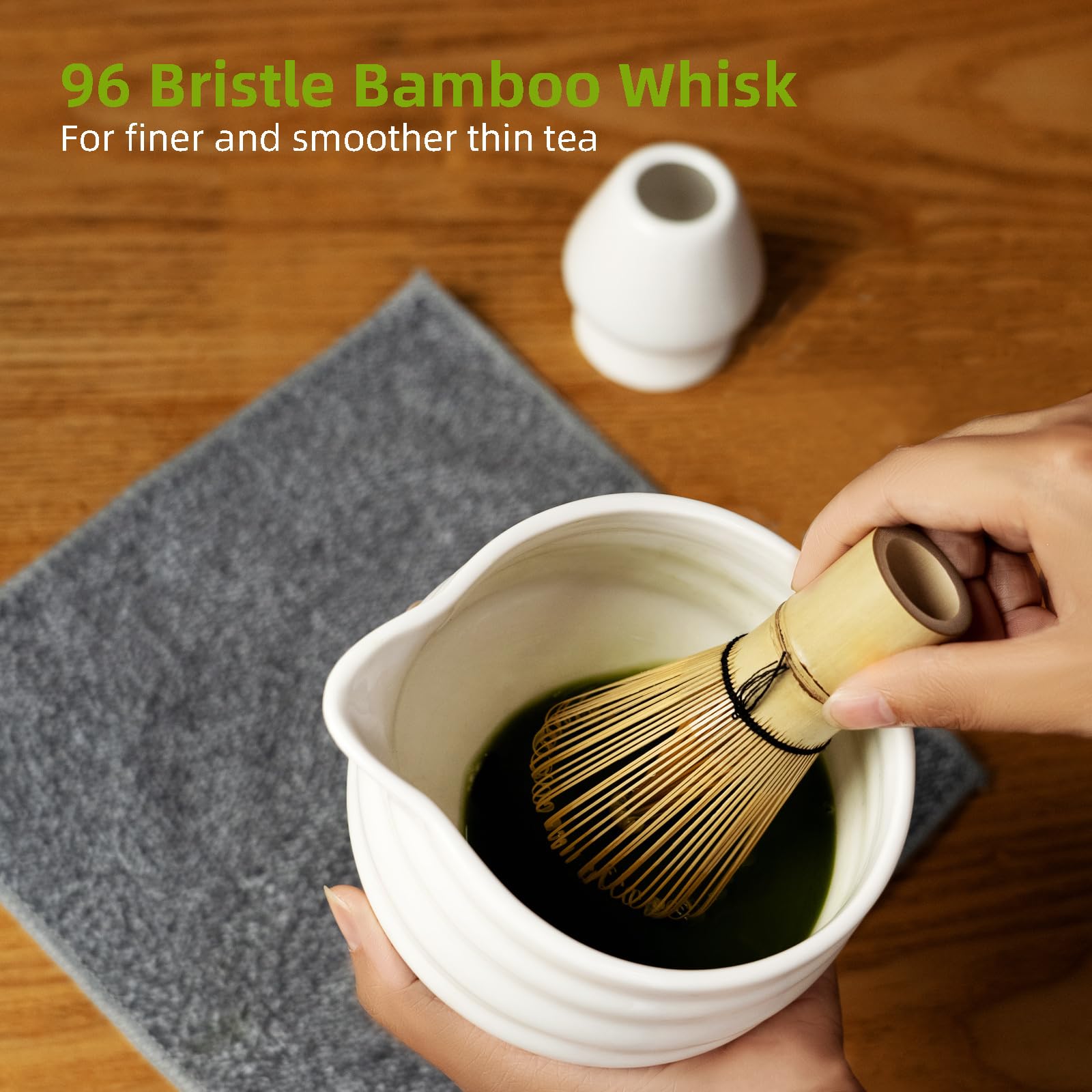 Odaserat cup holder keeps the bowl steady during whisking sessions.