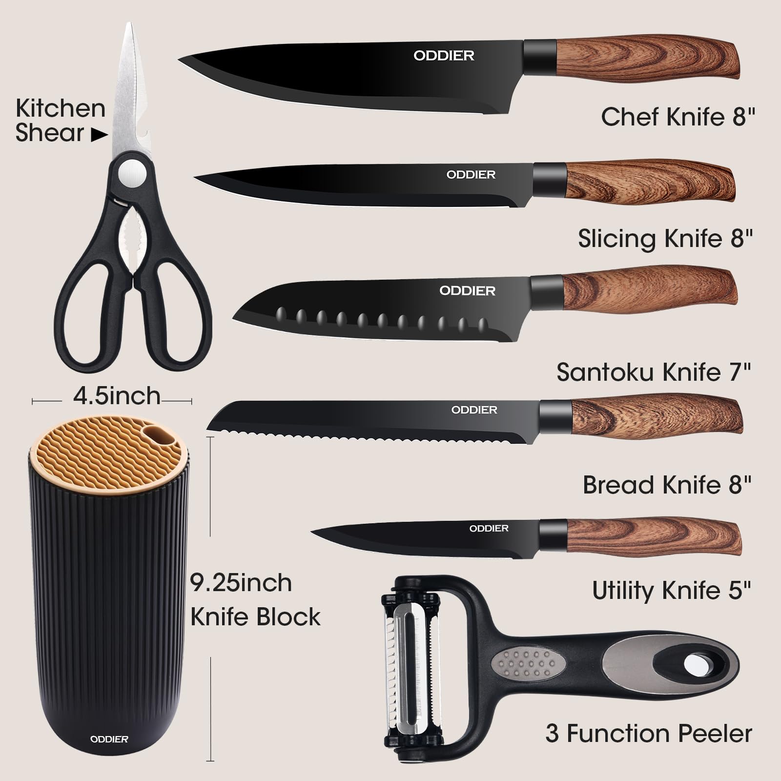 ODDIER knife set kitchen shear for quick tasks