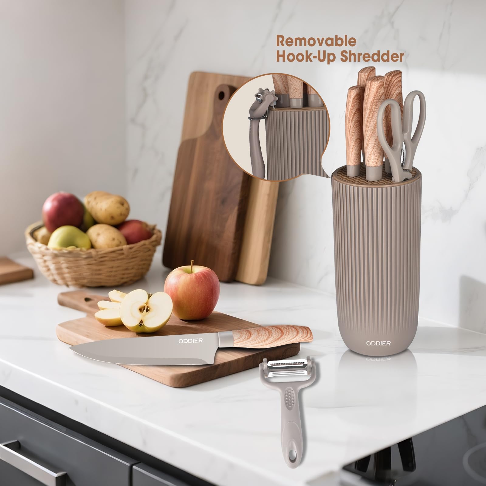 ODDIER 8-piece knife set Slicing knife for clean, even slices