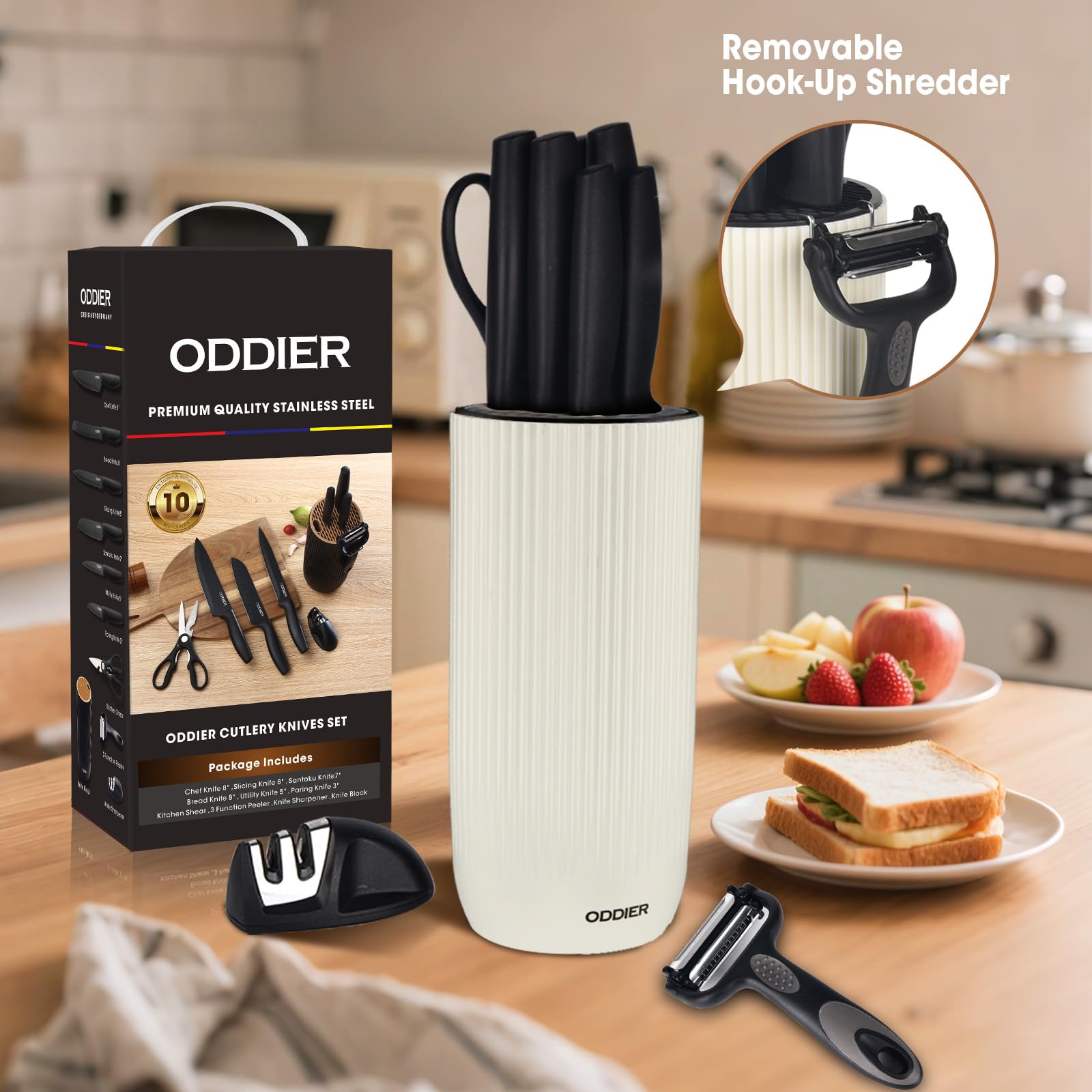 ODDIER 8-inch slicing knife for even cuts on vegetables and meat