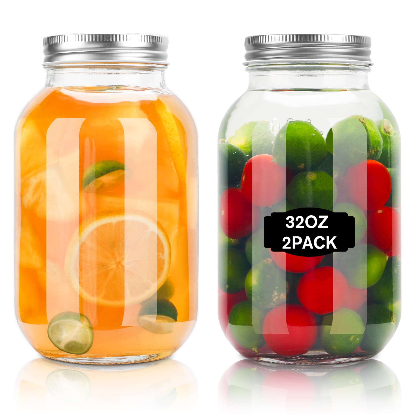 ODDMUCK 32oz mason jar with regular mouth for convenient food storage and easy sealing.