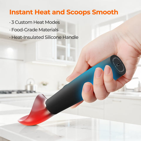 OddPaddle shows 160°F heat for effortless scooping of frozen desserts.