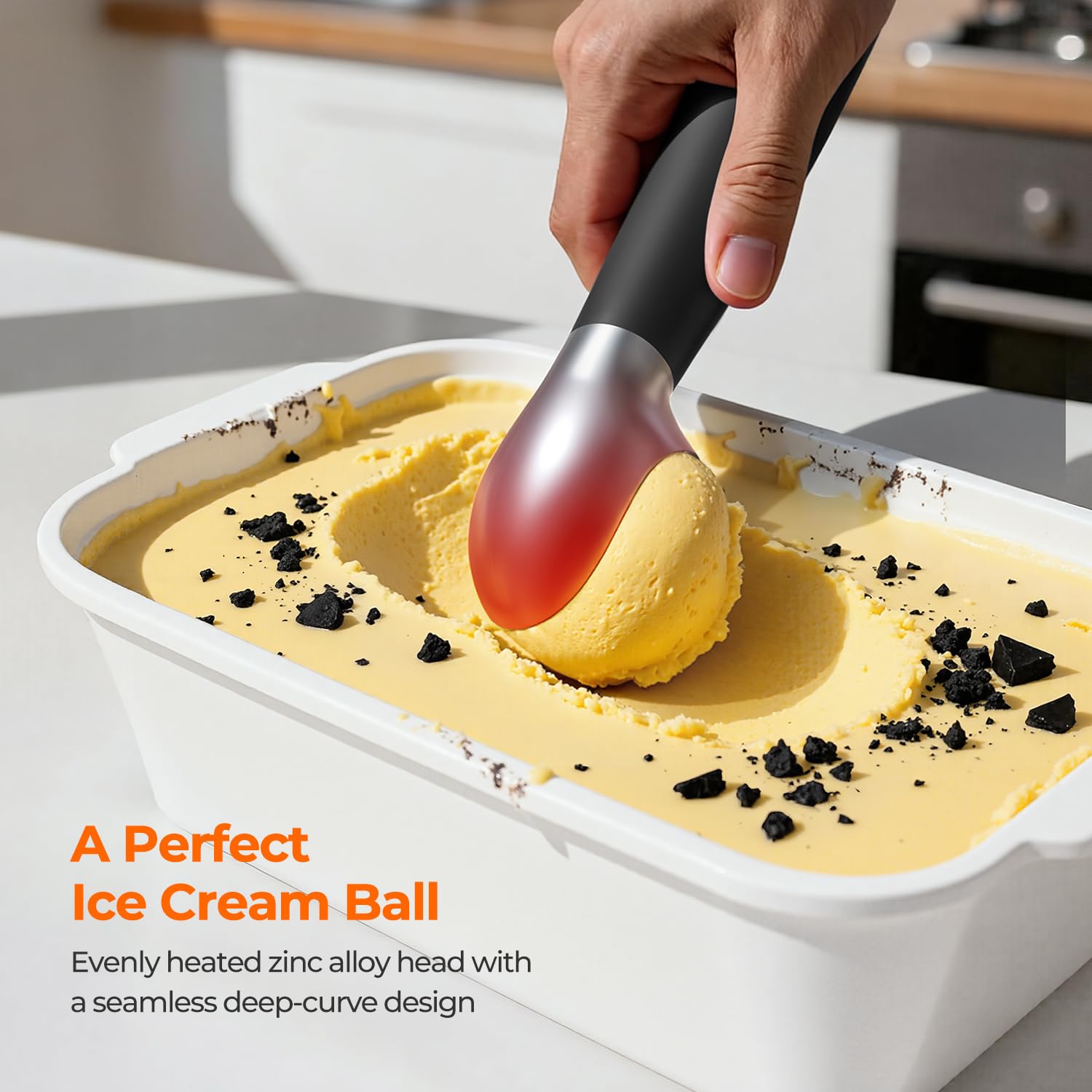 OddPaddle USB-rechargeable battery enables cordless dessert scooping.