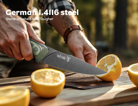 ODERFUN knife edge shows 12 degree V-edge for sharp slicing
