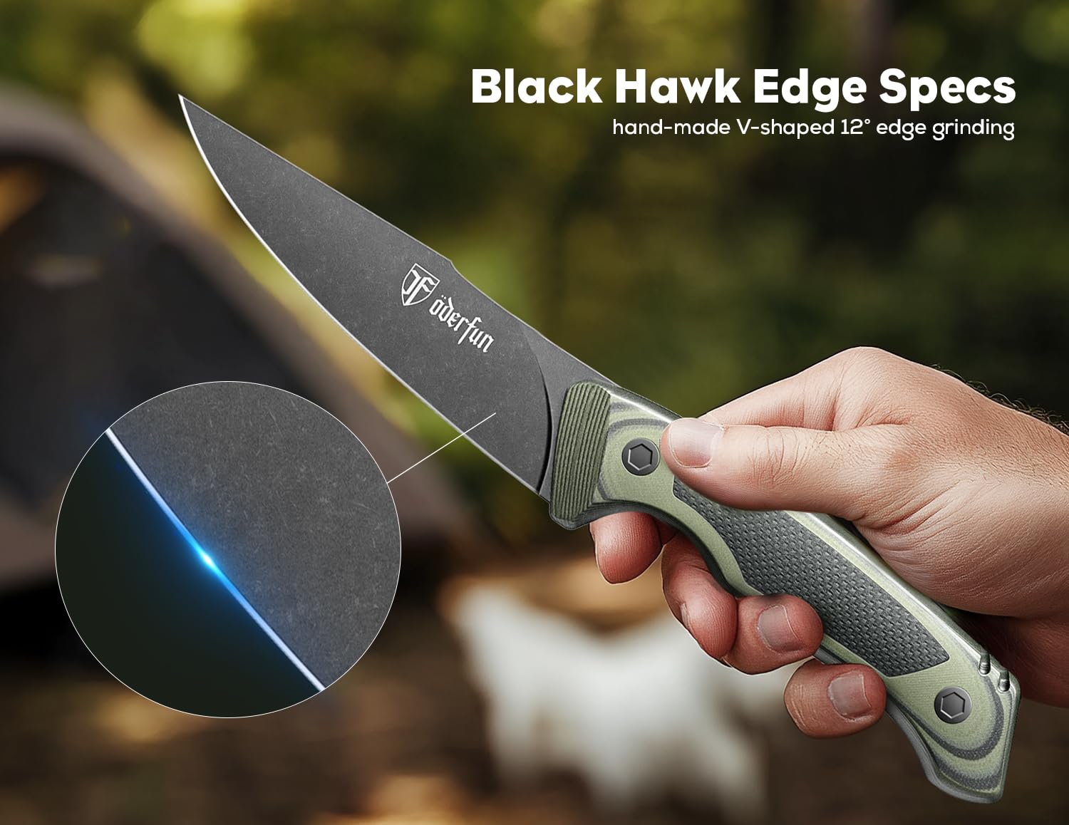 ODERFUN G10 handle provides secure grip during chopping