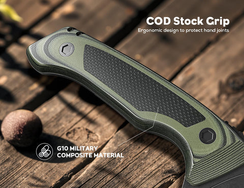 ODERFUN G10 camouflage handle offers secure grip during rugged prep