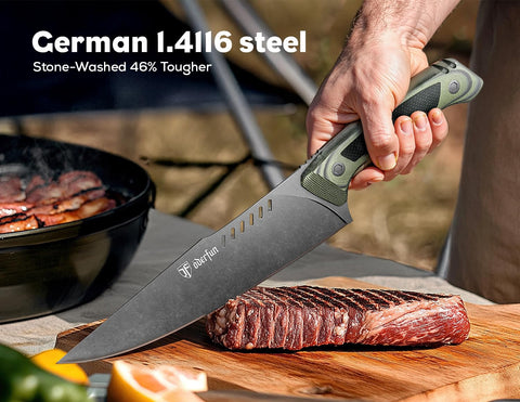 ODERFUN German 1.4116 steel blade with durable edge for outdoor meals