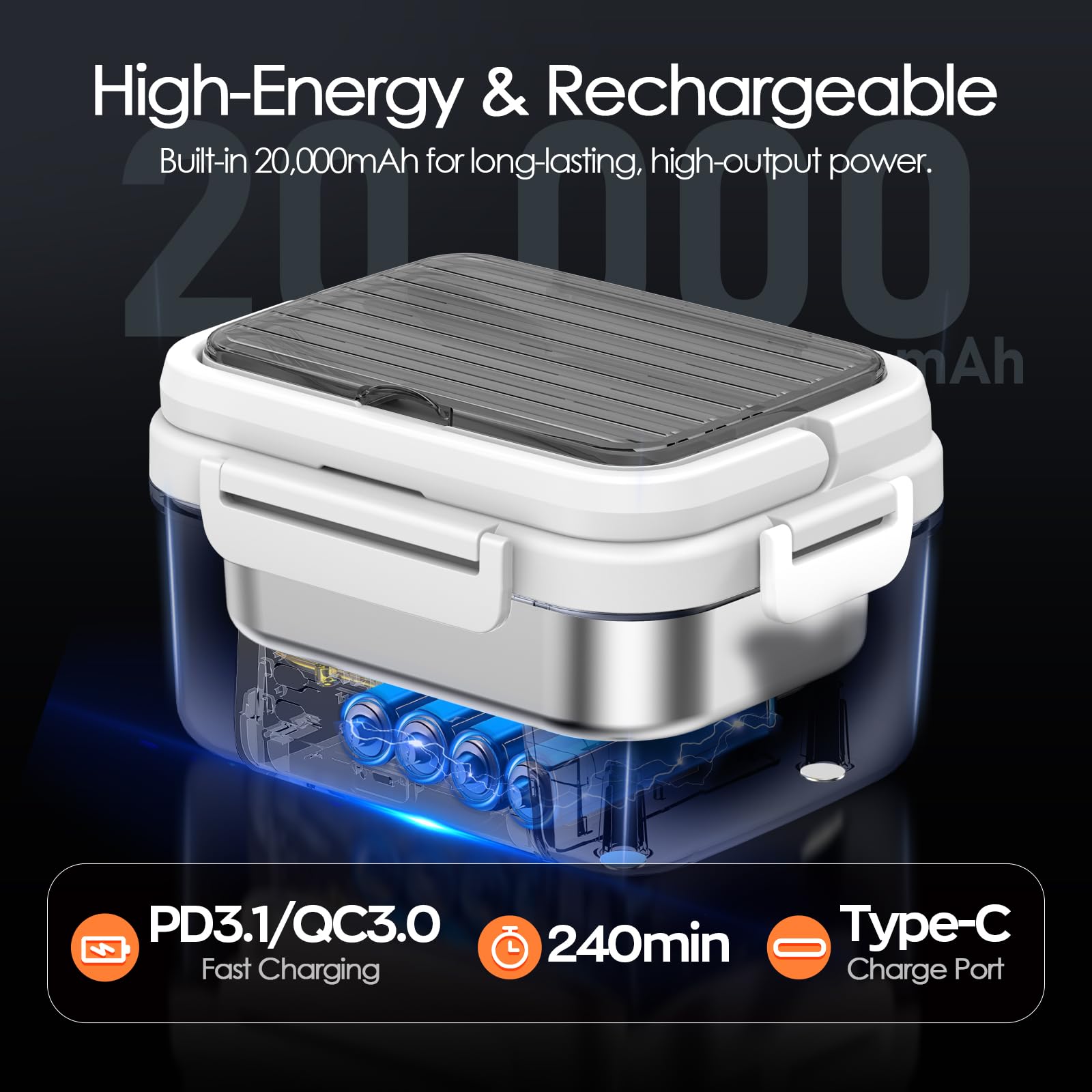 Odopok timer feature heats at your set mealtime for hot food.