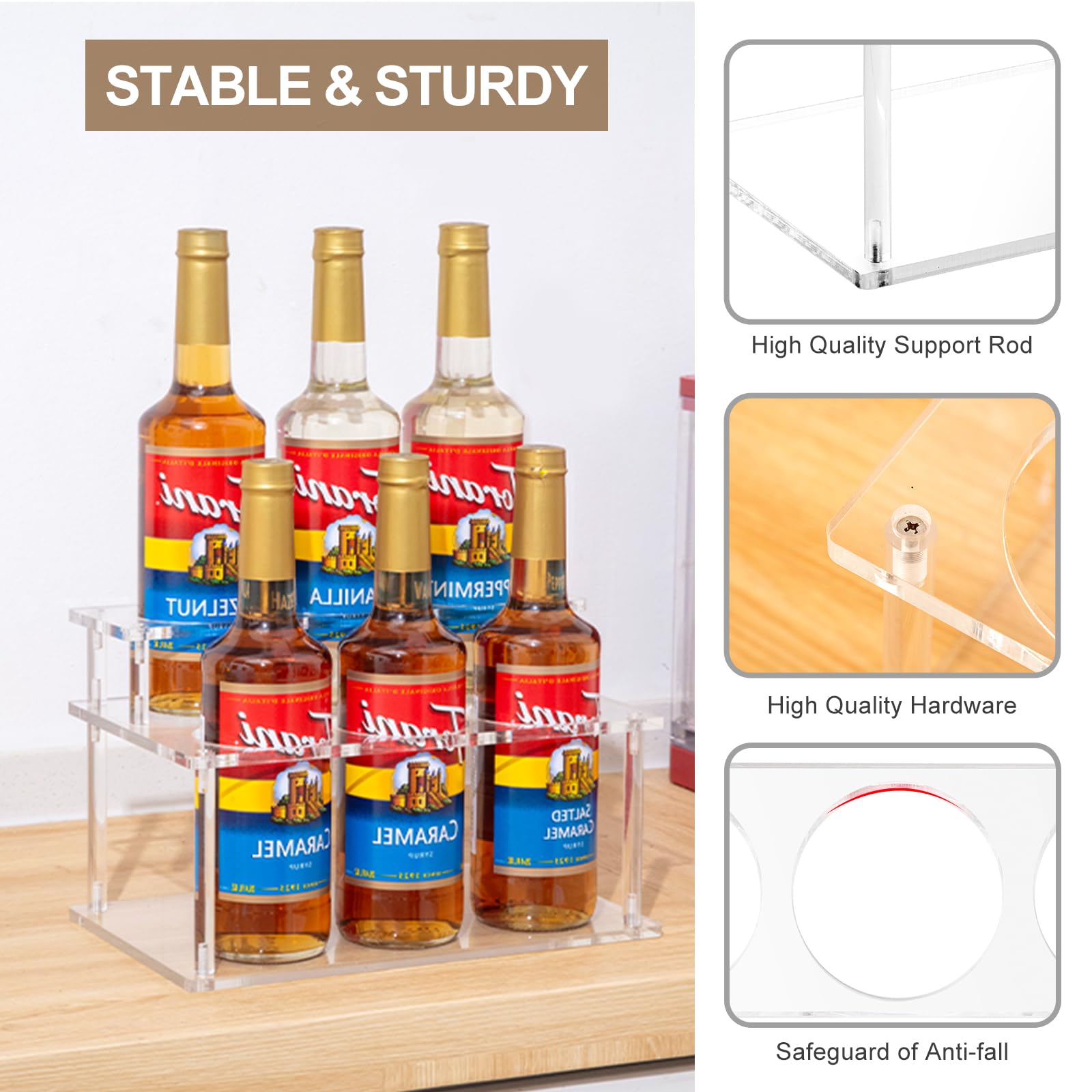 ODPEOZT wine and condiment display rack fits small-diameter bottles under 3.3 inches
