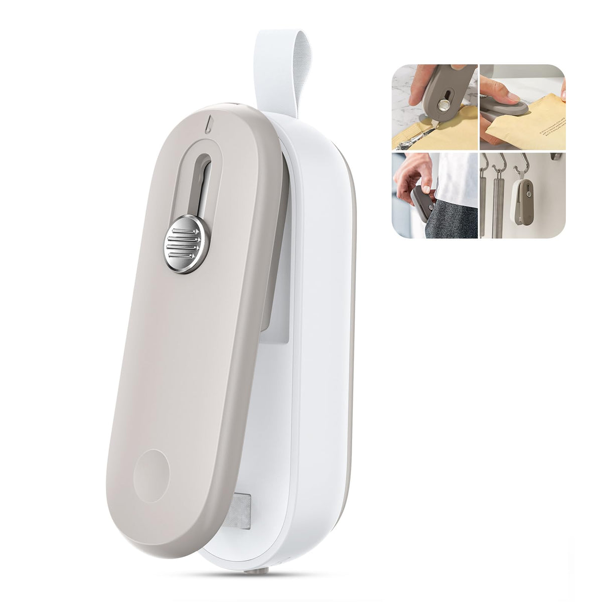 ODSD 2 in 1 mini bag sealer seals and cuts for airtight snack bags.