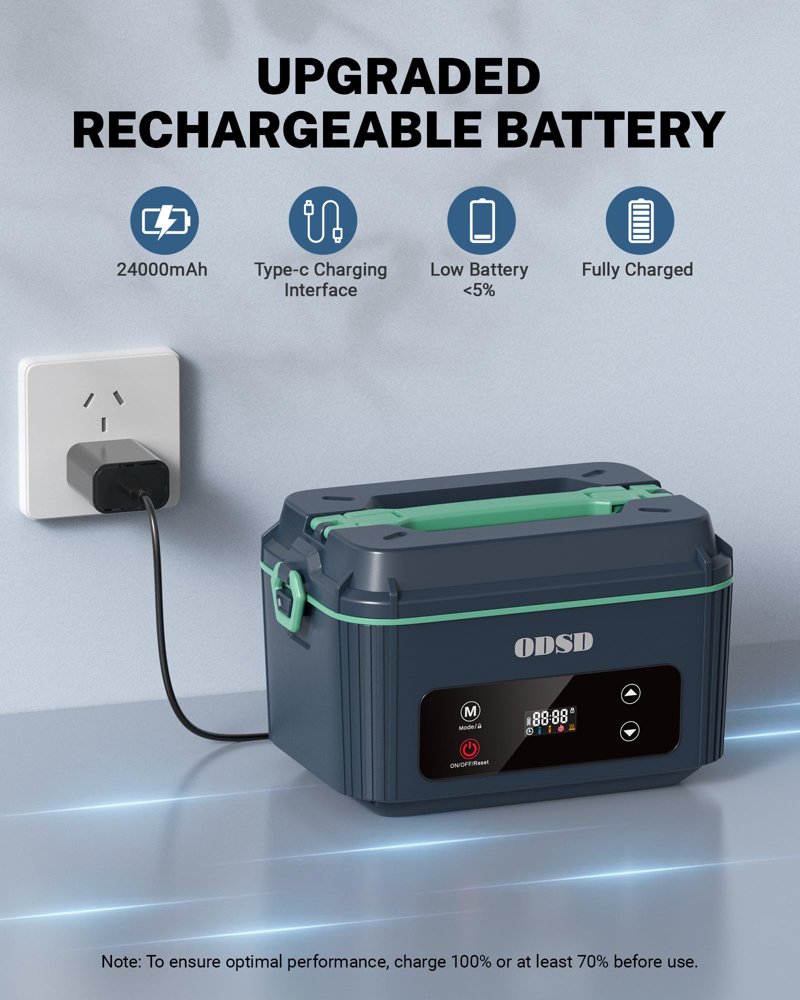 ODSD lunch box shows 1.2L capacity for hearty servings.