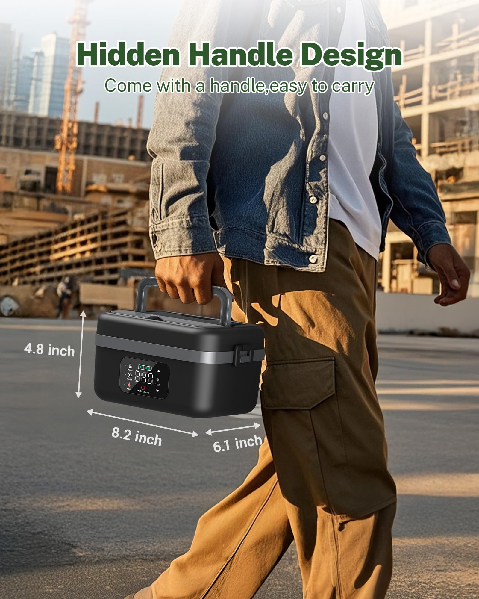 ODSD cordless lunch box with open lid showing 1L removable container
