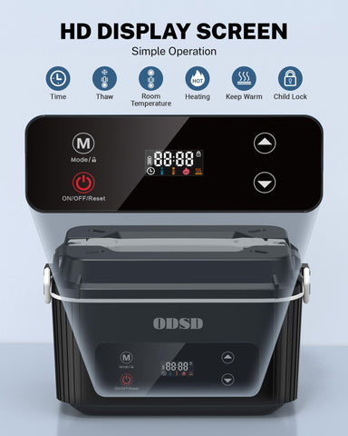 ODSD cordless lunchbox 12h smart reservation showing scheduling feature.