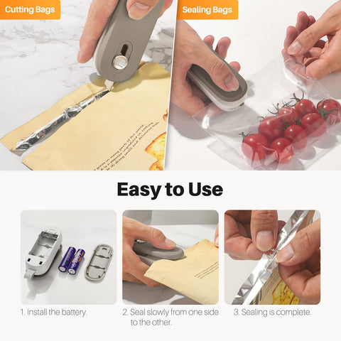 ODSD bag sealer with fridge magnet stays within reach during meal prep.