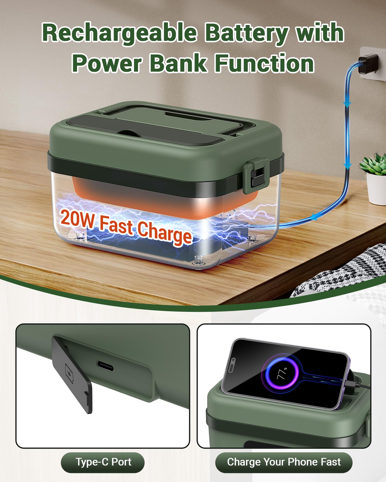 ODSD self-heating lunch box with timer-delay for precise warmth