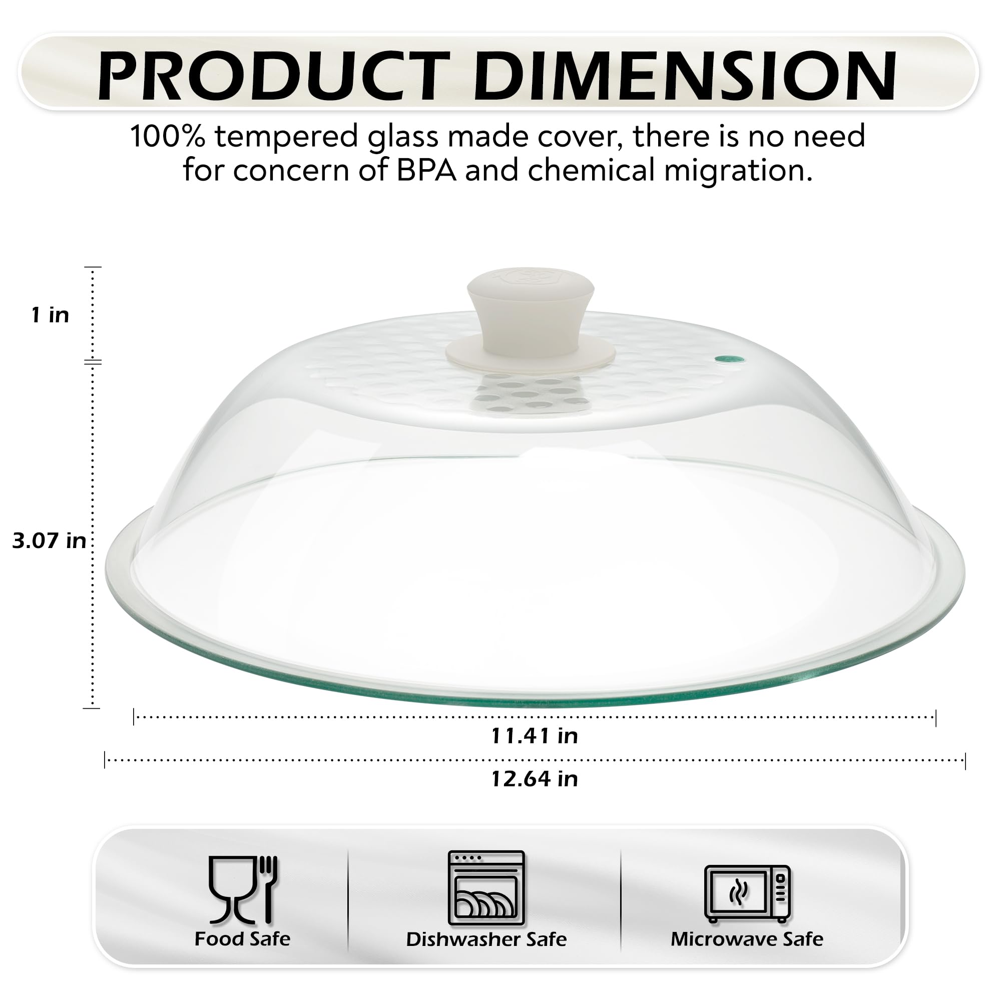 OEC tempered glass lid with vent ensures controlled steam release and splash-free cooking.