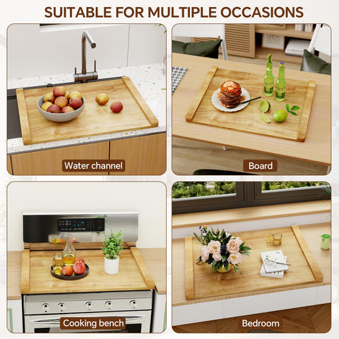 Oenalw wooden lid shields stoves while adding decorative charm.