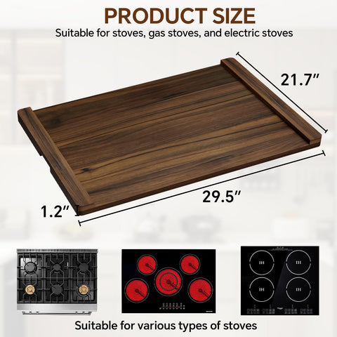 Oenalw stove top cover in wood protects stoves from scratches.